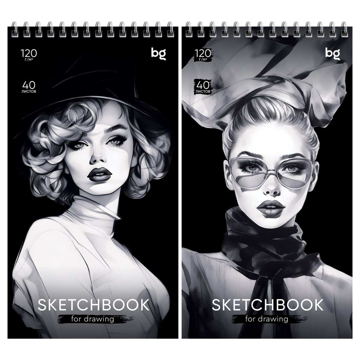 превью Скетчбук 40л. 105×195мм на гребне BG «Fashion Week», 120г/м2