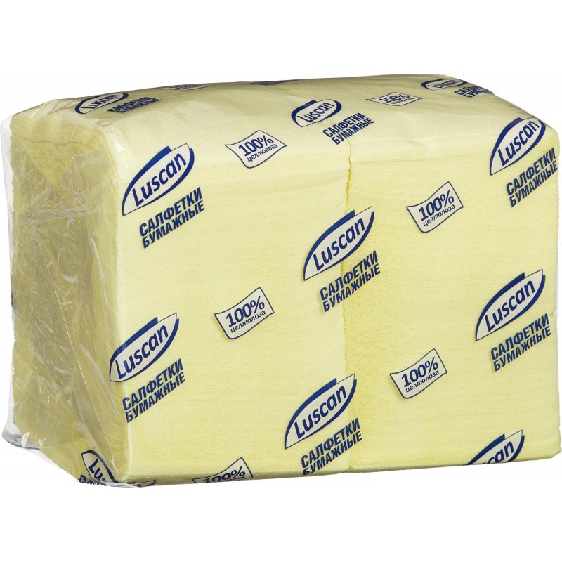 Салфетки бумажные Luscan Profi Pack 1-слойные (24×24 см, пастель, желтые, 400 штук в упаковке)
