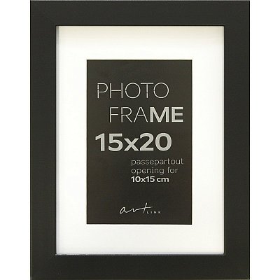 Рамка пластиковая с паспарту Gloria Black 15×20 см черная