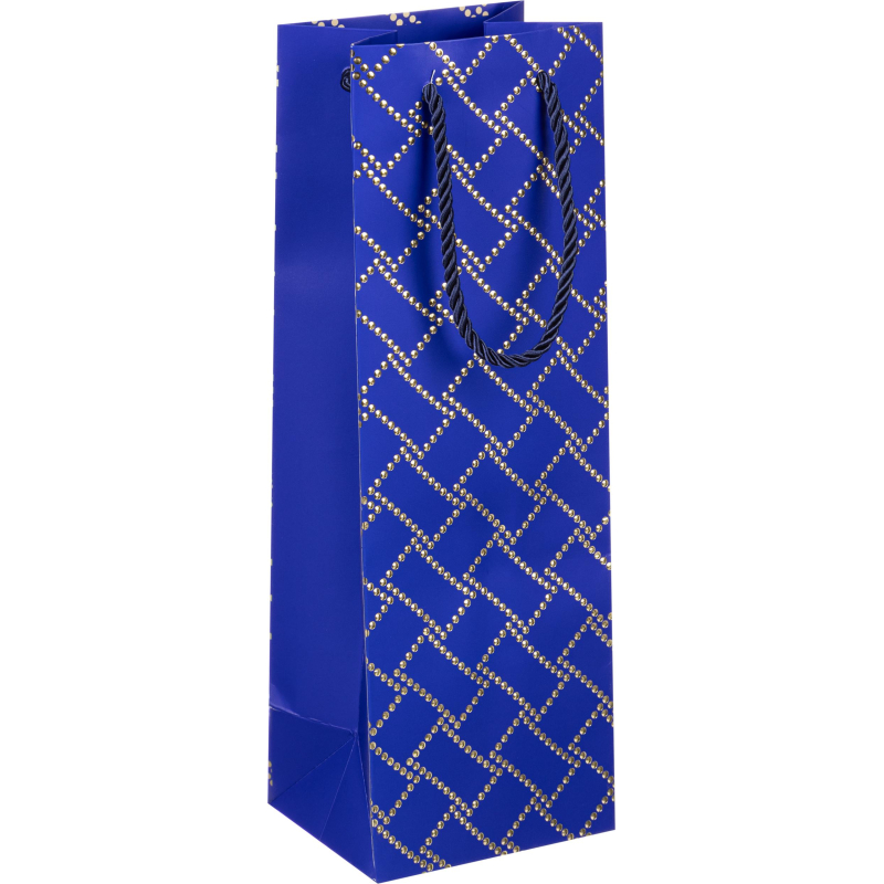 Пакет подарочный с мат. лам.12×35x10см(Bottle)Изысканный, чёрн,210г ППК-4504