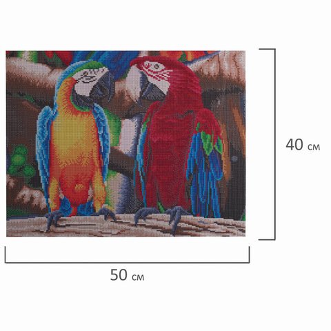 Картина стразами (алмазная мозаика) 40×50 см, ОСТРОВ СОКРОВИЩ «Попугаи», без подрамника