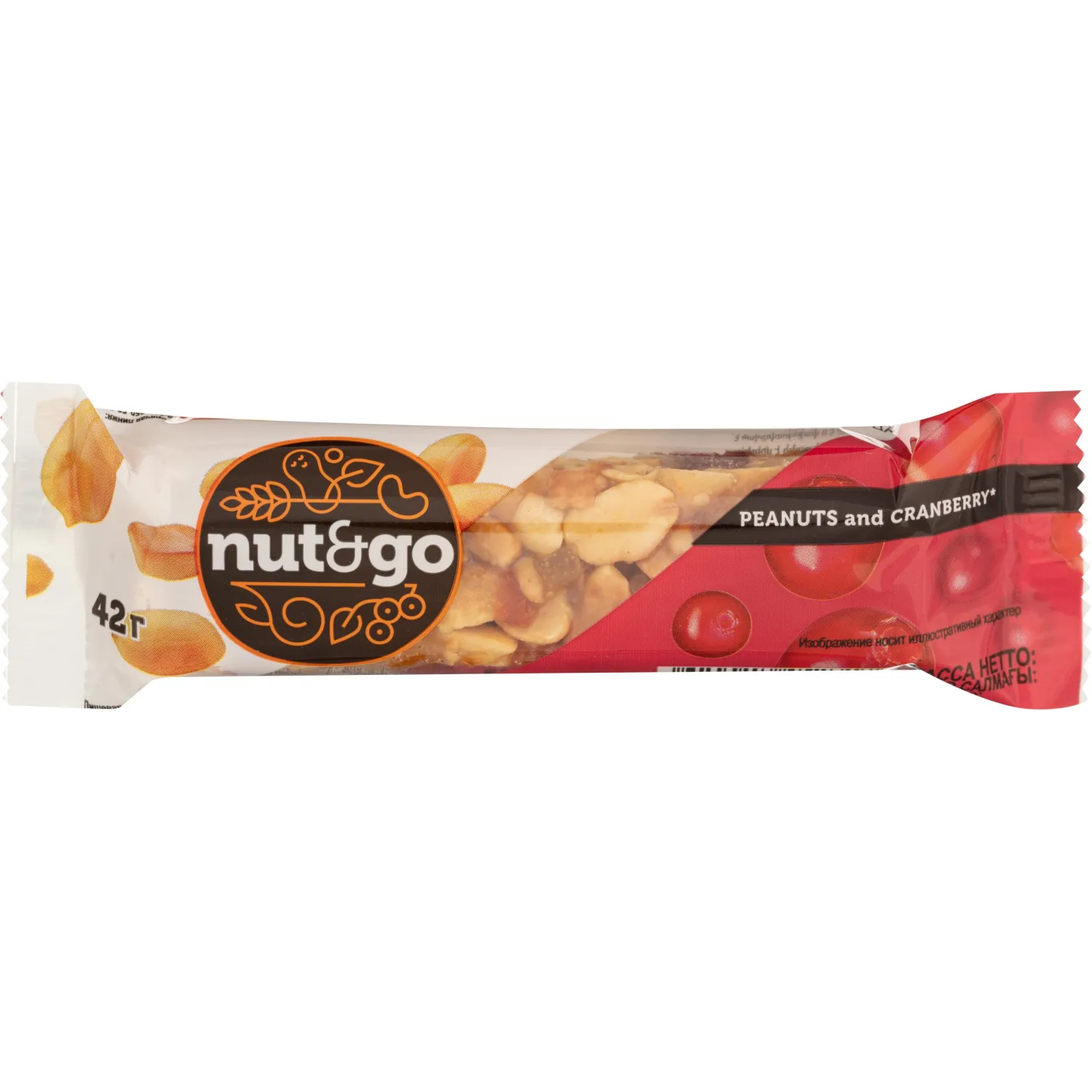 превью Батончики мюсли Nut N Go с арахисом и клюквой (18 батончиков 42 г)