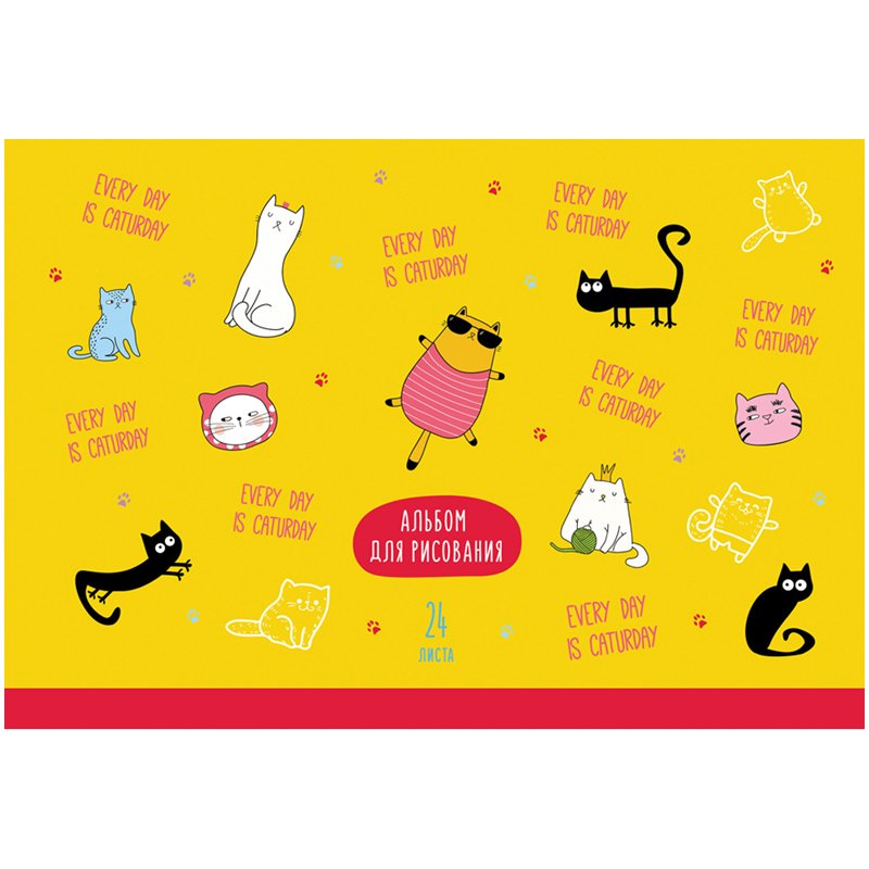 Альбом для рисования 24л., А4, на скрепке BG «Cats&Cats»