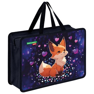 Папка на молнии с ручками BRAUBERG KIDS А4, 1 отделение, пластик, 100 мм, «Fairy fox»