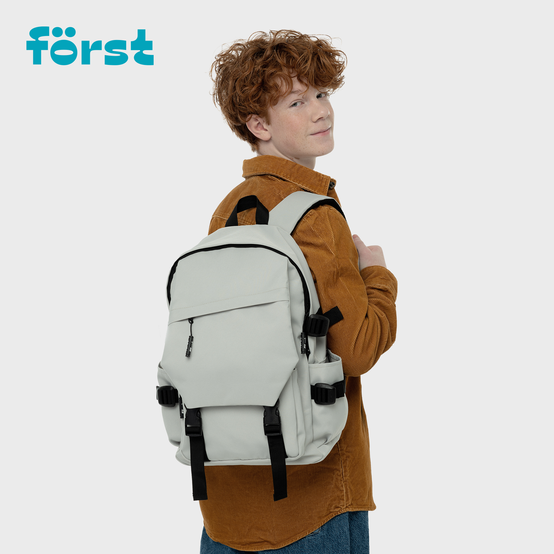Рюкзак Först F-City «Gray Vibe» 43.5×28×16см, 1 отделение, 5 карманов, уплотненная спинка