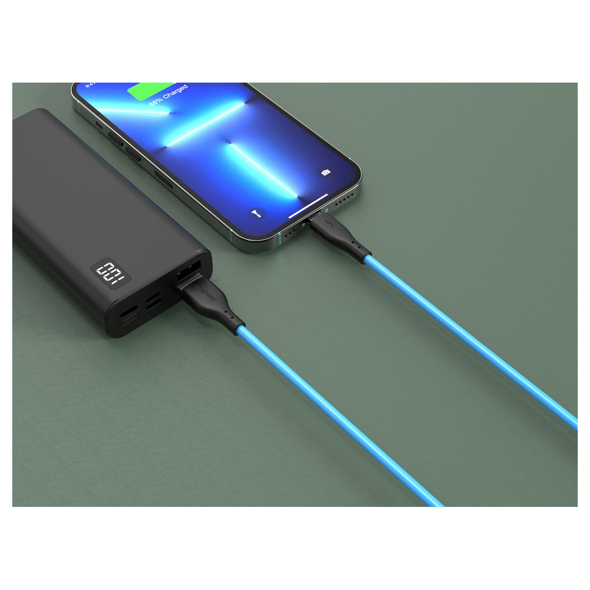 Кабель Smartbuy S21, USB - Lightning, для Apple, резиновая оплетка, 2.4A output, 1м, синий
