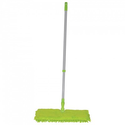 Швабра двусторонняя 40 см, телескопический черенок 120 см, резьба 1.6 см, микрофибра 40 см, ЛЮБАША