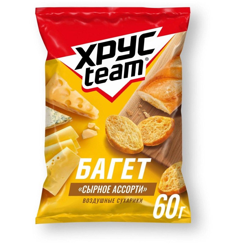 превью Сухарики Хрустим багет сырное ассорти, 60г