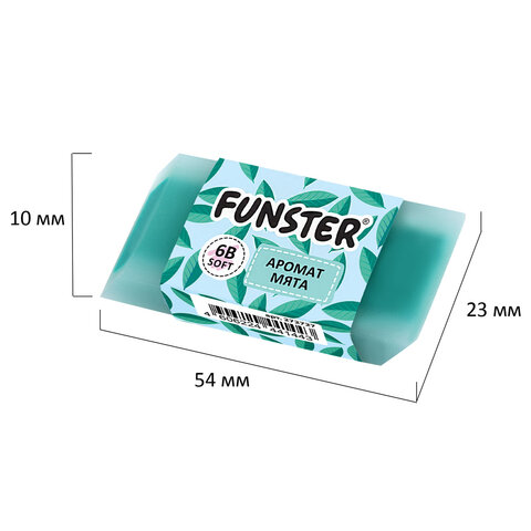 Ластик ароматизированный FUNSTER (ФАНСТЕР) «SWEET», 54×23х10 мм, скошенный, картонный держатель, экологичный ПВХ, ассорти