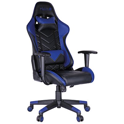Кресло игровое Helmi HL-G02 «Grand Prix», экокожа, черная/синяя, 2 подушки
