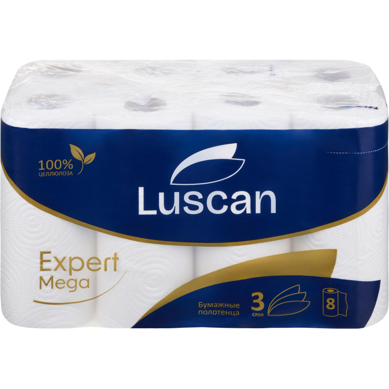 превью Полотенца бумажные Luscan Expert Mega 3сл, 8рул/уп, 12м