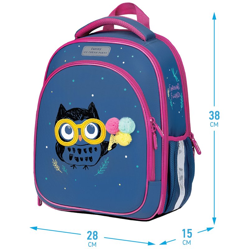 Ранец Berlingo Expert Light облегченный «Funny owl» 38×28×15см, 3 отделения, 2 кармана, анатомическая спинка