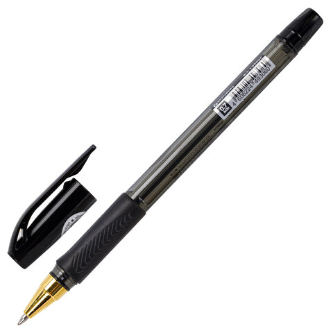 Ручка шариковая BRAUBERG BP-GT GLD BLACK, ЧЕРНАЯ, корпус тонированный, пишущий узел 0.7 мм, линия письма 0.35 мм