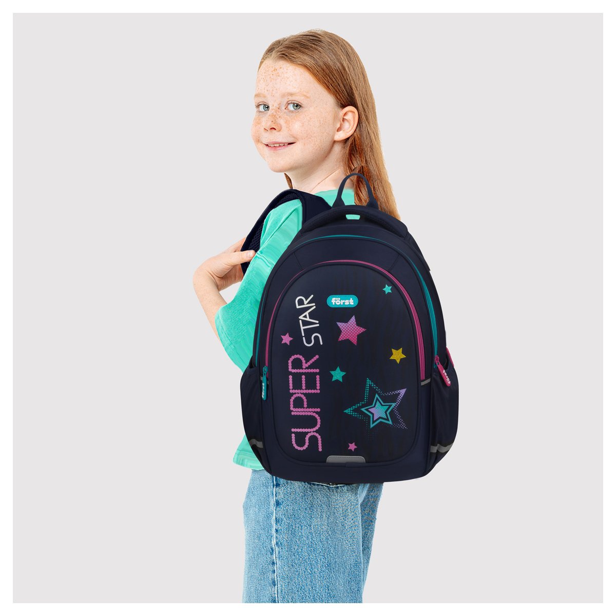 Рюкзак Först F-Cute «Super star» 37×29×17см, 3 отделения, 2 кармана, анатомическая спинка