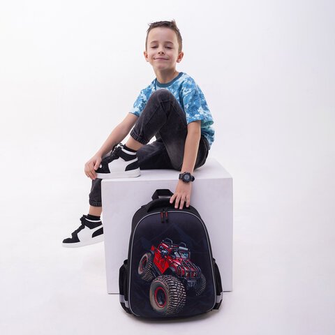 Ранец ПИФАГОР EVA BASIC, 1 отделение, эргономичная спинка, «Big wheels», 39×30х16 см