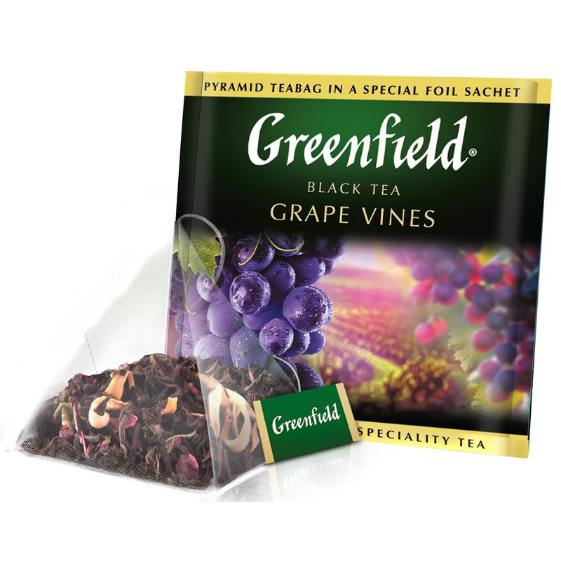 Чай Greenfield Grape Vines черный с ароматом винограда/смородины/гибискуса 20 пакетиков