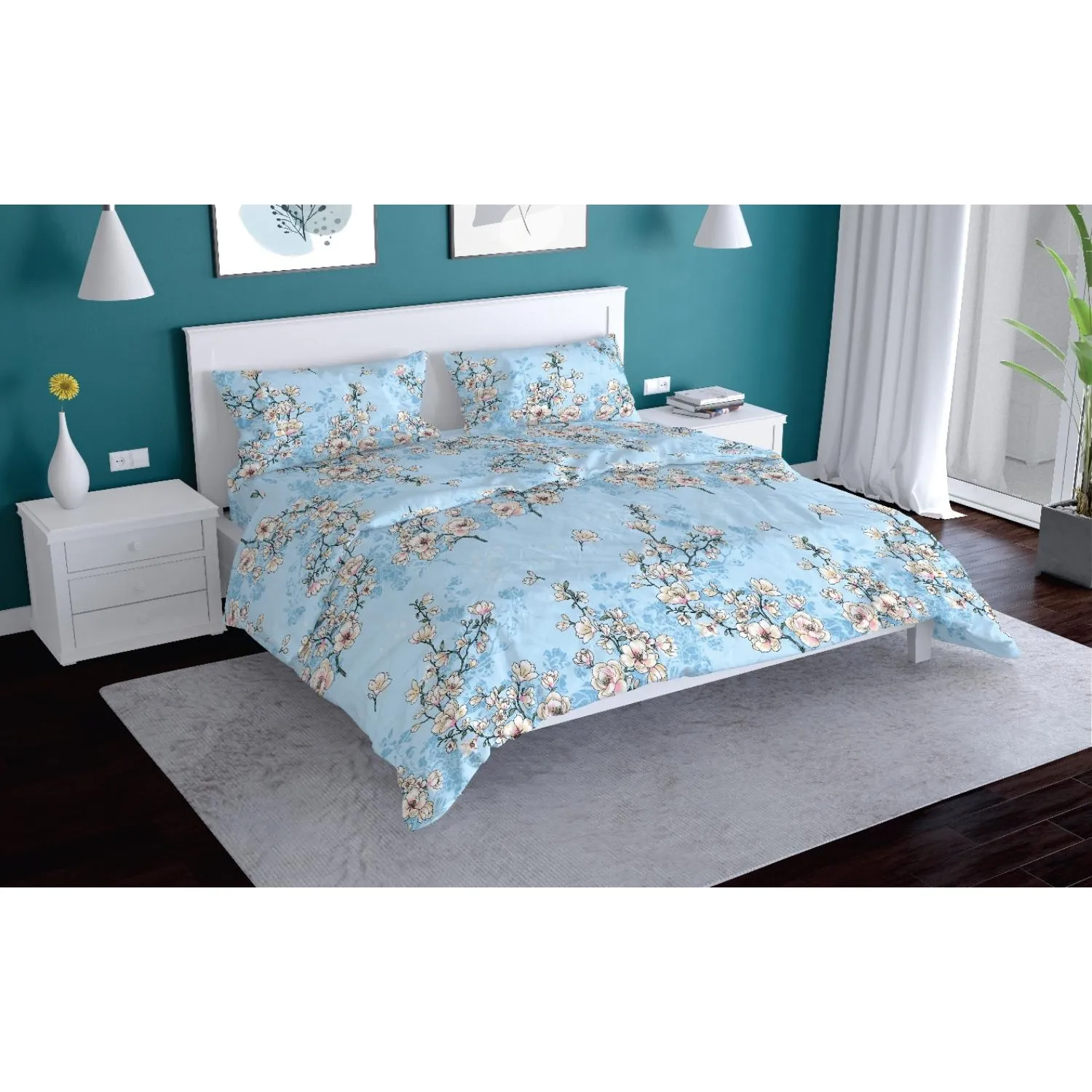 превью Постельное белье евро, Matsuyama набивн. бязь 120г/м2 (нав.70×70-2шт),28295