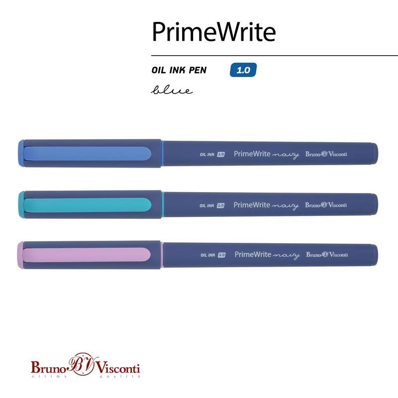 Ручка шариковая неавтоматическая Bruno Visconti PrimeWrite Navy синяя (толщина линии 0.7 мм)