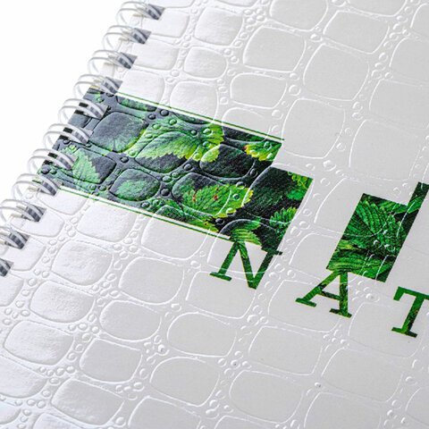 Тетрадь А4, 96 л., HATBER гребень, клетка, тиснение CROCO, «Nature» (4 вида в спайке)