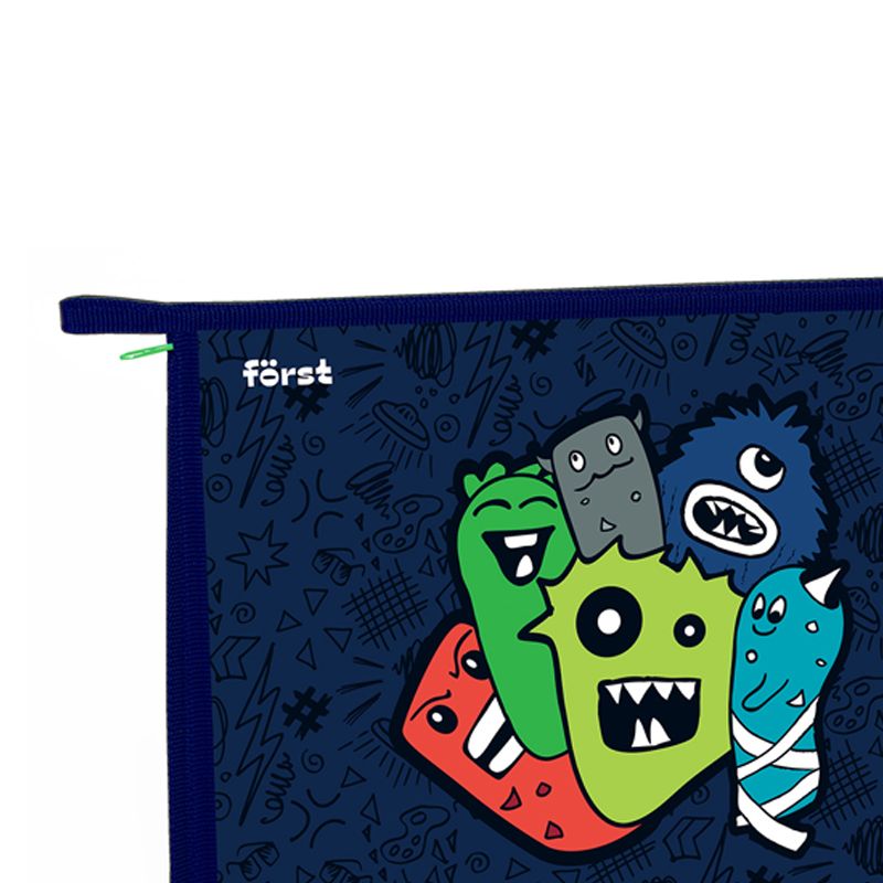 превью Папка для тетрадей 1 отделение, А4, Först «Monsters», 340×245×40мм, пластик, на молнии