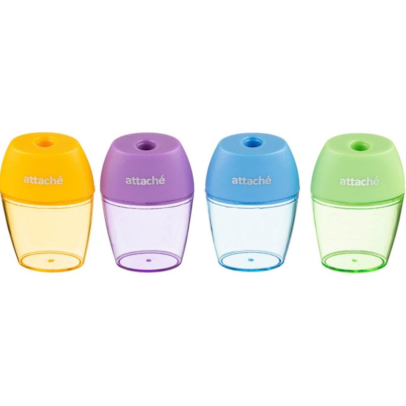 превью Точилка для карандашей Attache Bright Colours пластиковая с контейнером цвет ассорти