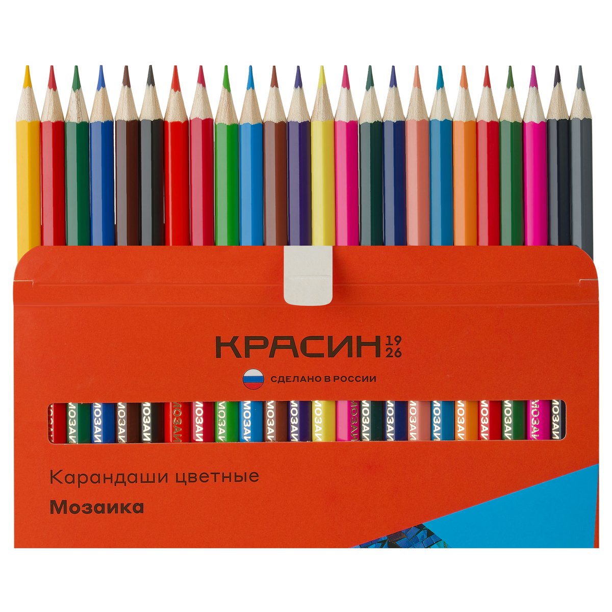 Карандаши цветные Красин «Мозаика», 24цв., шестигран., заточен., картон, европодвес