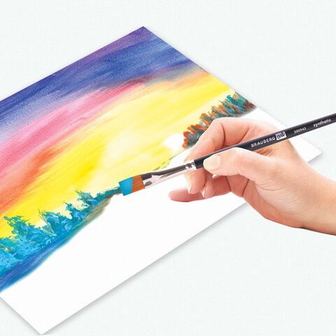 Кисти художественные BRAUBERG ART, набор 4 штуки, синтетика, (круглые № 1, 3, плоские № 4, 10)