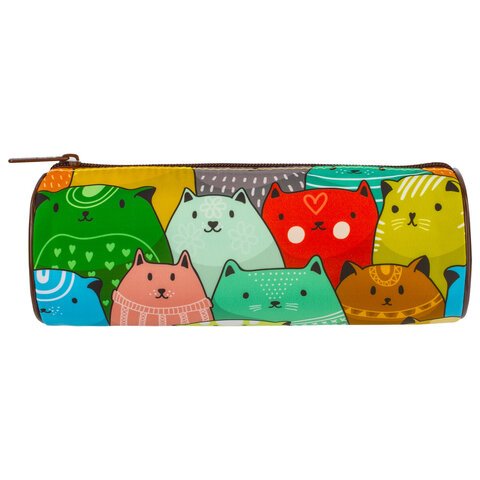 Пенал-тубус BRAUBERG, с эффектом Soft Touch, мягкий, «Cats», 22×8 см, 229008