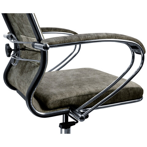 Кресло офисное МЕТТА «L1m 42»хромсиденье и спинка мягкиевелюрсветло-серое