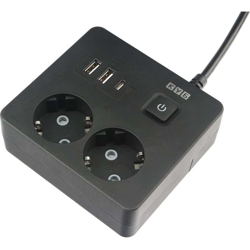 Удлинитель Power Cube, 2р,3USB, 3500 Вт, 16А,1.9 м, 3×1.0 черн. (PC-1B-2M)