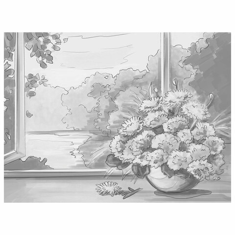 Холст на картоне с контуром BRAUBERG ART «CLASSIC» «БУКЕТ» 30×40 см ...