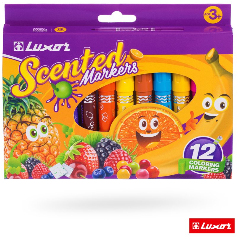 Фломастеры Luxor «ColourMaxx», 12цв., ароматизированные, смываемые, ПВХ, европодвес
