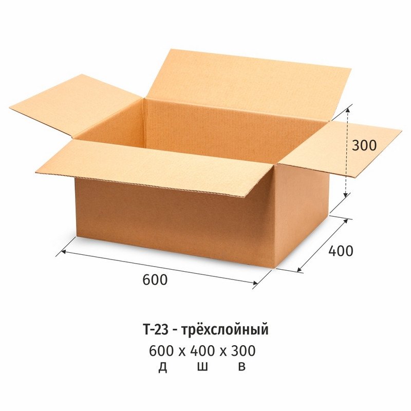 превью Гофрокороб 600×400×300 мм Т-23 бурый (10 штук в упаковке)
