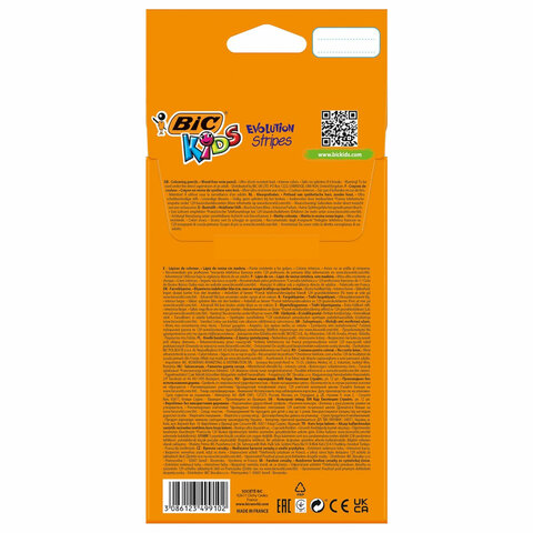 Карандаши цветные BIC «Evolution Stripes», 12 цветов, шестигранные, грифель 9505221