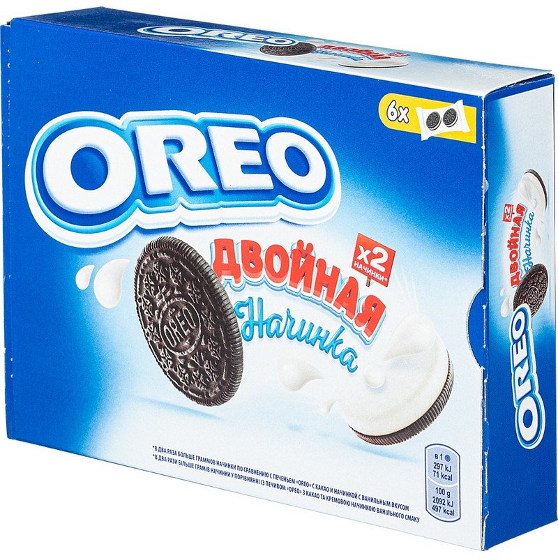 превью Печенье OREO с какао и начинкой с ванильным вкусом 170 г