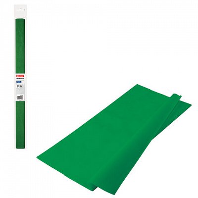 Цветная бумага крепированная BRAUBERG, плотная, растяжение до 45%, 32 г/м2, рулон, темно-зеленая, 50?250 см
