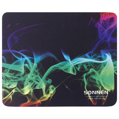 Коврик для мыши SONNEN «SMOKE», резина + ткань, 220×180х3 мм