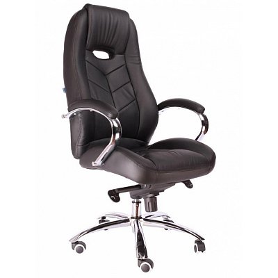 Кресло для руководителя Everprof Drift M черное (хромированный металл/искусственная кожа)
