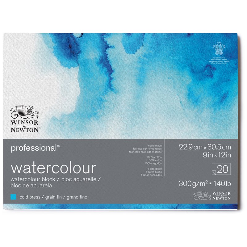 превью Альбом-склейка для акварели Winsor&Newton «Professional», 22.9×30.5, 300г/м2, холодный пресс, 100% хлопок, 20л. 