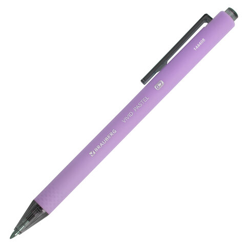 Ручки шариковые автоматические BRAUBERG «VIVID PASTEL», СИНИЕ, НАБОР 4 ШТУКИ, soft-touch, пишущий узел 0.7 мм, линия письма 0.35 мм
