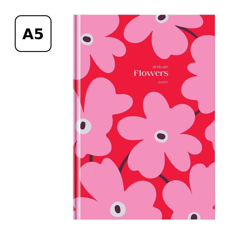 Ежедневник недатированный А5, 160л., 7БЦ BG «Flowers», глянцевая ламинация