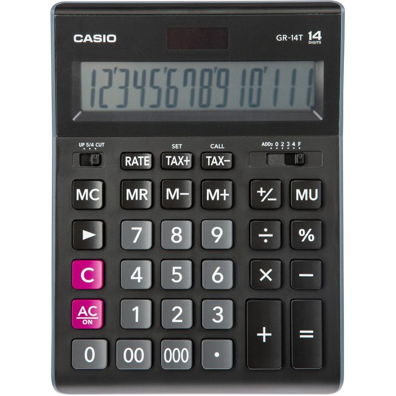 Калькулятор настольный Casio GR-14T-W-EP 14-разрядный черный