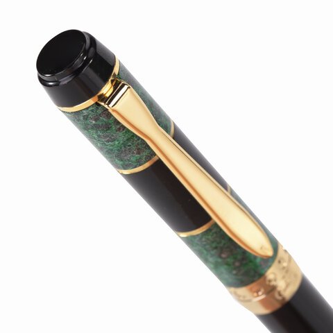 Ручка подарочная шариковая GALANT «Granit Green», корпус черный с темно-зеленым, золотистые детали, пишущий узел 0.7 мм, синяя