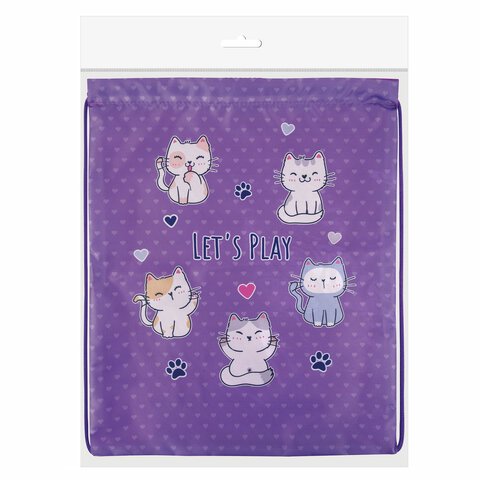 Мешок для обуви BRAUBERG KIDS, с петлей, 42×34 см, «Playing kittens»