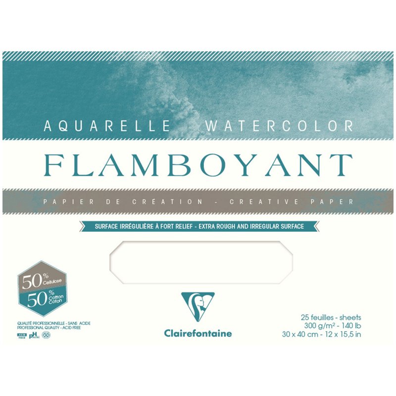 превью Бумага для акварели 20л. 310×410мм Clairefontaine «Flamboyant», 300 г/м2, экстра-торшон, склейка