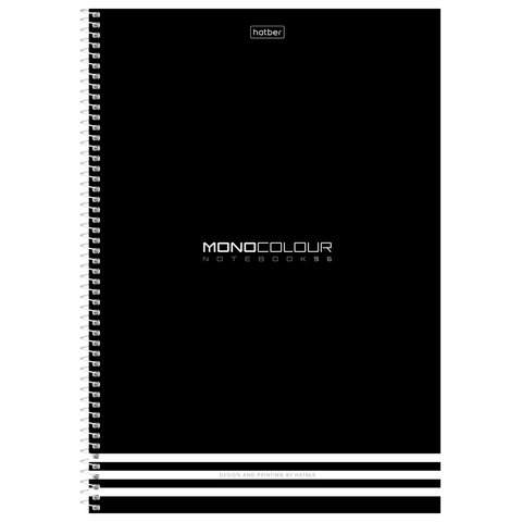 Тетрадь А4, 96 л., HATBER, спираль, клетка, матовая ламинация, тиснение, «MONOCOLOUR» (микс в ПУ), 093593