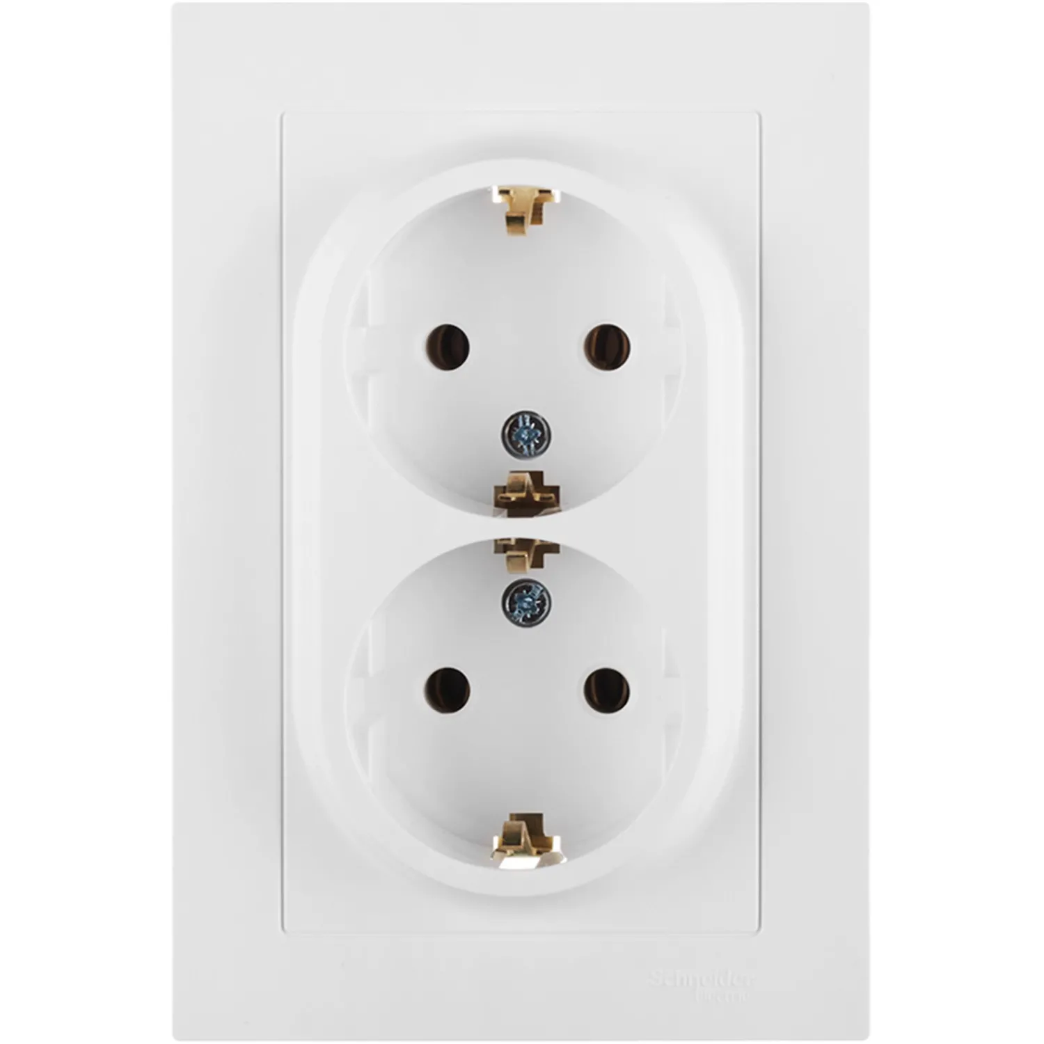 превью Розетка встраиваемая двойная Schneider Electric ANT000124 AtlasDesign с заземлением 16 А IP20 белая
