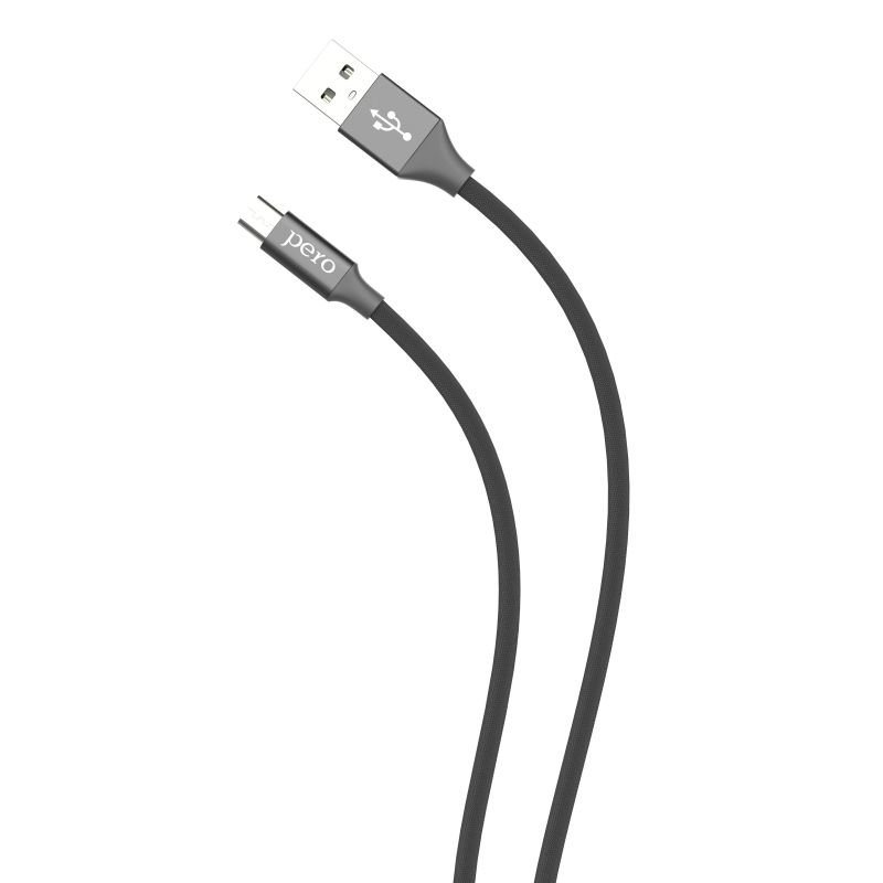 Кабель PERO, DC-02, micro-USB, 3А, 1м, Fast charge, черный