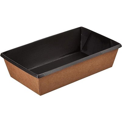 Бумажный контейнер OneClick для салатов, для второго 800 мл черный (200×120×55 мм, 300 штук в упаковке)