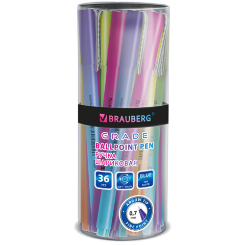 Ручка шариковая BRAUBERG GRADE, СИНЯЯ, корпус soft-touch, пишущий узел узел 0.7 мм, линия письма 0.35 мм